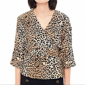 Faithfull The Brand Animal Print Wrap Blouse
